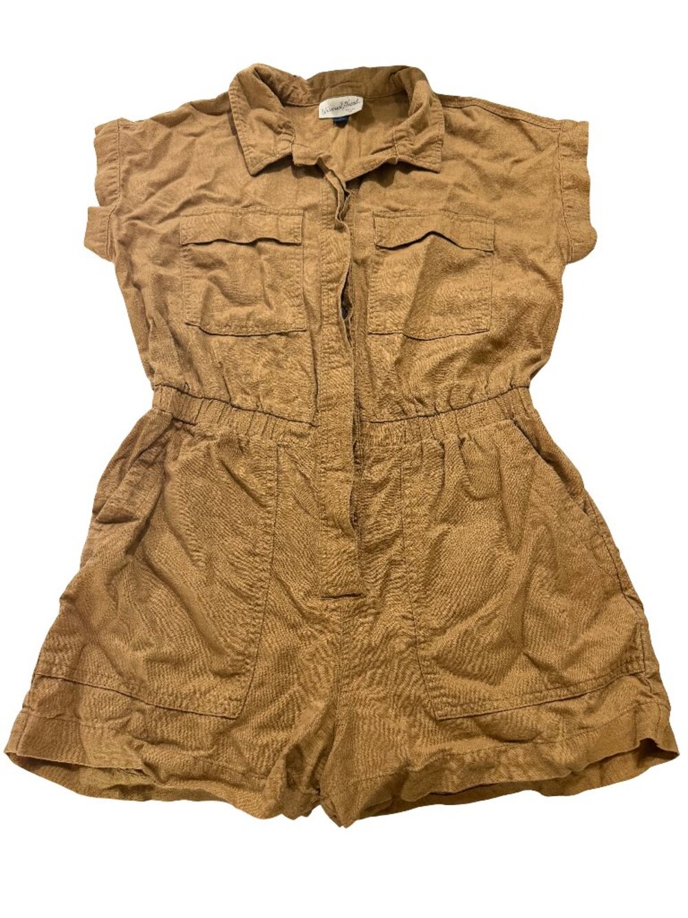 Universal Thread Camel Utility Romper Playsuit Linen Blend Cargo Size 6 Women's